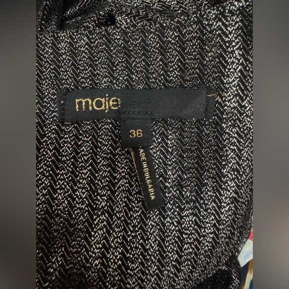 Maje Ralery Striped Metallic Mini Dress in Argent Silver EU Size 36 / US Small - Picture 13 of 16